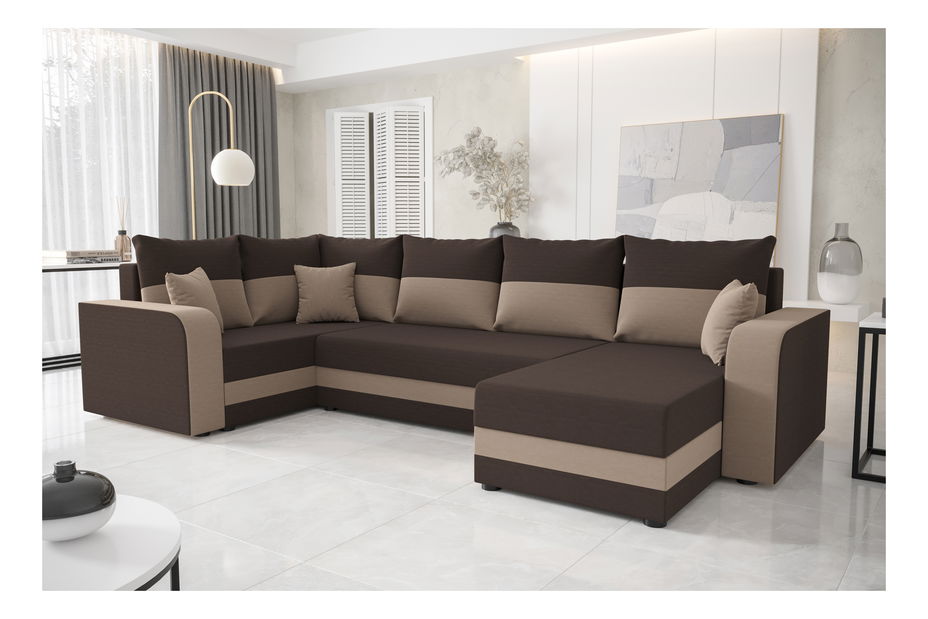 Rohová sedačka ve tvaru U Harmony Long (šedá + černá) (L)