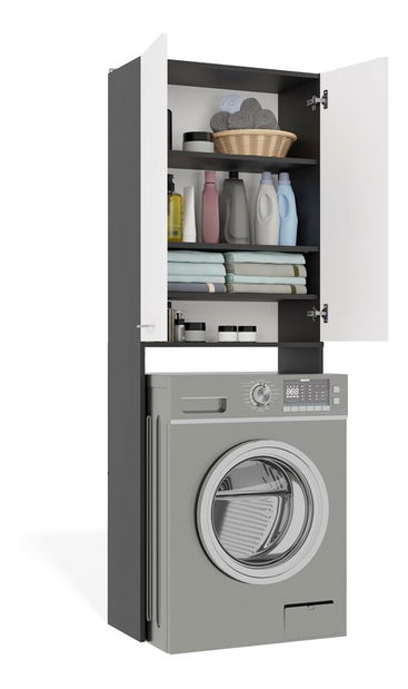 Skříňka nad pračku Perdieron 2 (antracit + bílá)