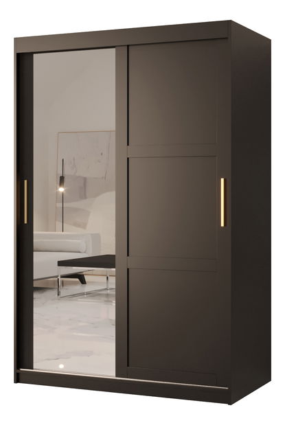 Šatní skříň Riven 2 120 (matná černá) (se zrcadlem)