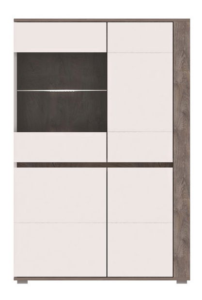 Vitrína Aren AS7 (s osvětlením) (dub enderein + lesk bílý)