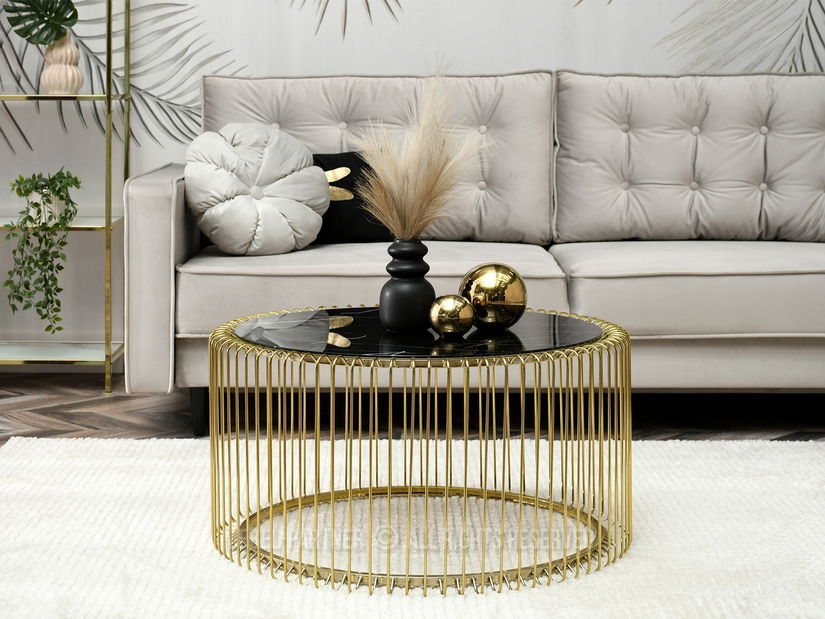 Konferenční stolek Nils (mramor + zlatá)