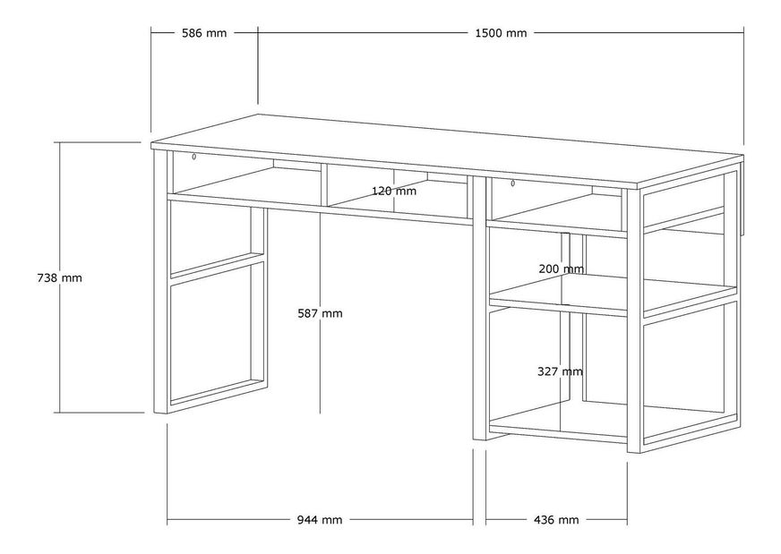 PC stolek Emiro (bílá + zlatá)