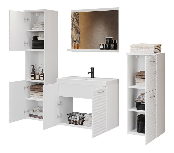 Koupelnový nábytek Megasa I MDF (bílá + bílá vlna) *výprodej