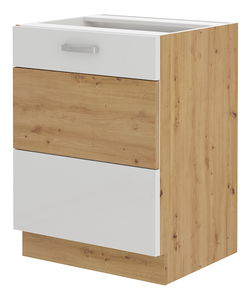 Dolní kuchyňská skříňka Arryn 60 D 1F BB (dub artisan + lesk bílý)