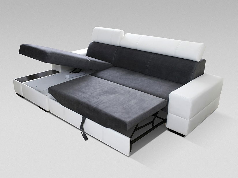 Rohová sedací souprava Lacey (bílá + šedá) (L)