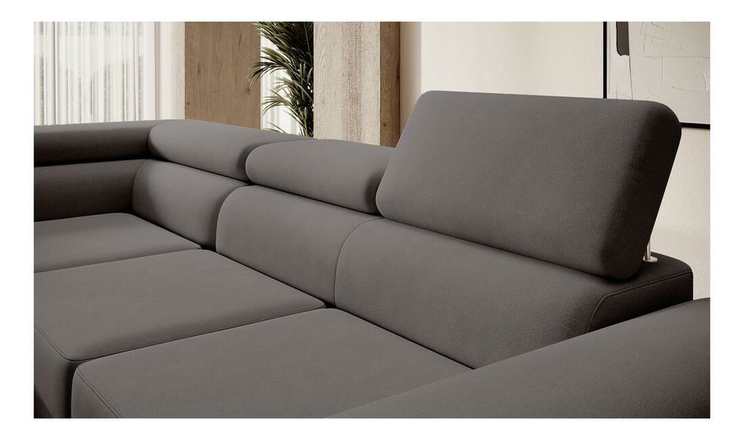 Rohová sedací souprava Stiletto (L) (šedočerná světlejší + stříbrná)