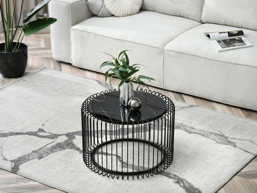 Konferenční stolek Nils M (černý mramor + černá)