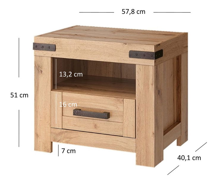 Noční stolek Mirella (dub wotan)