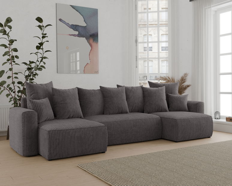 Rohová sedačka Denia U (šedočerná) (P)