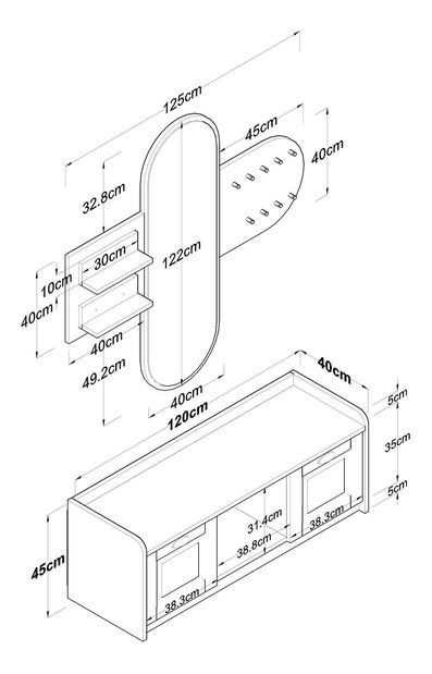 Předsíňová sestava Vosiku 2 (bílá + mramor světlý)