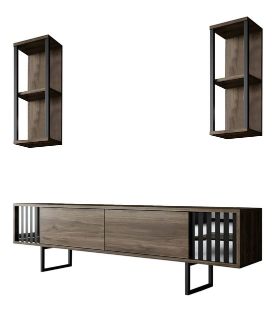 Sestava nábytku do obývacího pokoje Chromatic (Ořech + Černá)