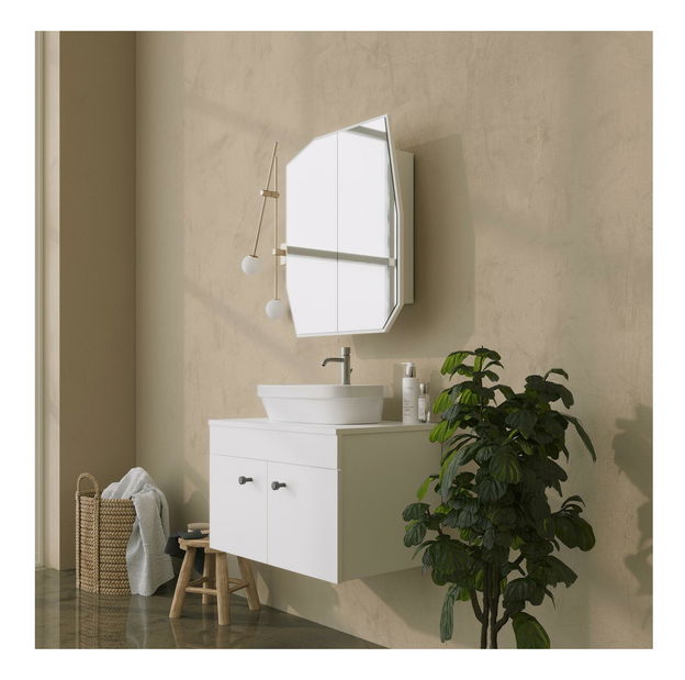 Koupelnová skříňka Tunupi 1 (bílá) (se zrcadlem)