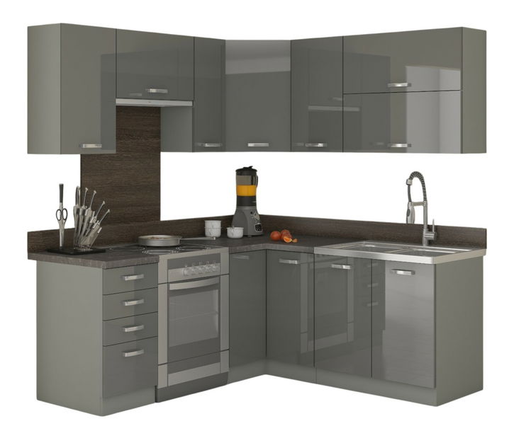 Rohová kuchyně Gonir 190 + 170 cm (šedá)