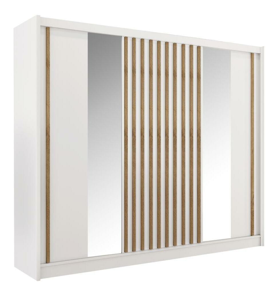 Šatní skříň LADLER (bílá + dub CRAST)