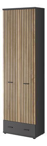 Šatní skříň Mablo (antracit + dub artisan + černá)