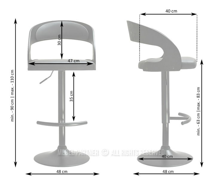 Barová židle CH22 (černá)