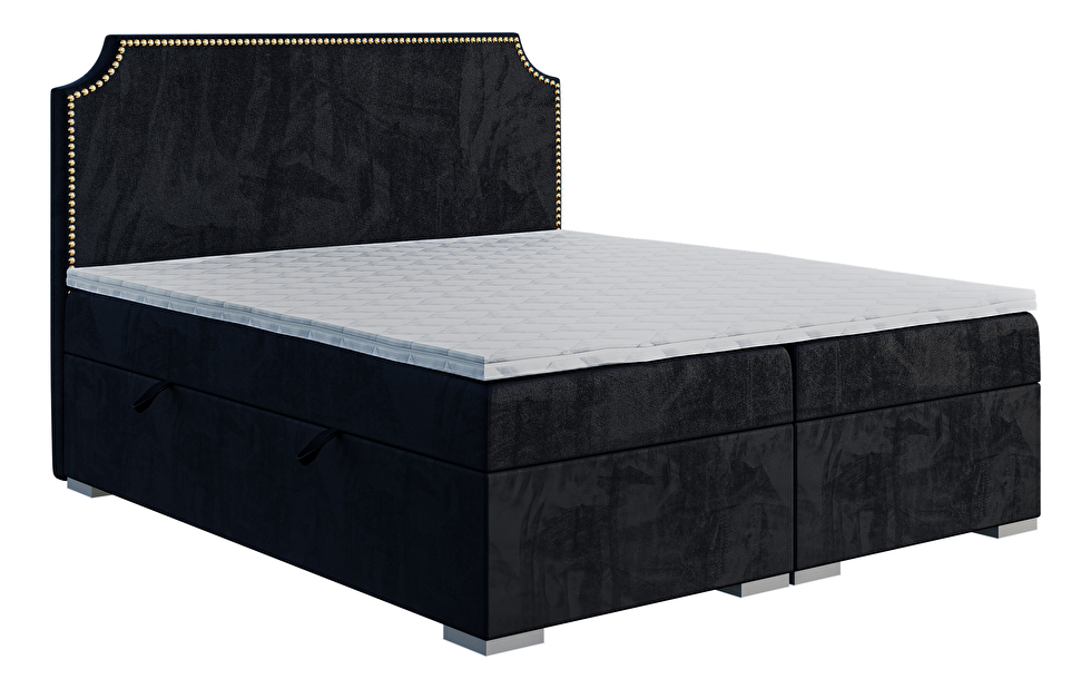 Boxspring postel 180 cm Lupin (černá) (s matrací a úl. prostorem)