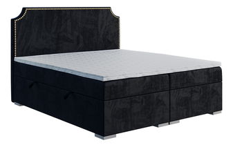 Jednolůžková boxspring postel 120 cm Lupin (černá) (s matrací a úl. prostorem)