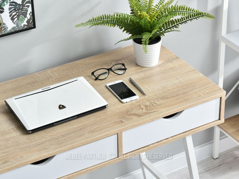 PC stolek Fallon (dub + bílá)