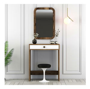 Toaletní stolek Logan 1 (bílá + ořechové dřevo) (se zrcadlem)