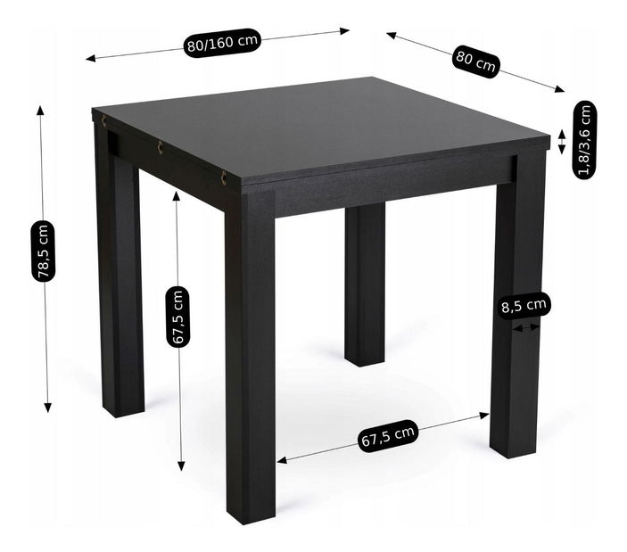 Rozkládací jídelní stůl Menores (černá) (pro 4-6 osob) *výprodej