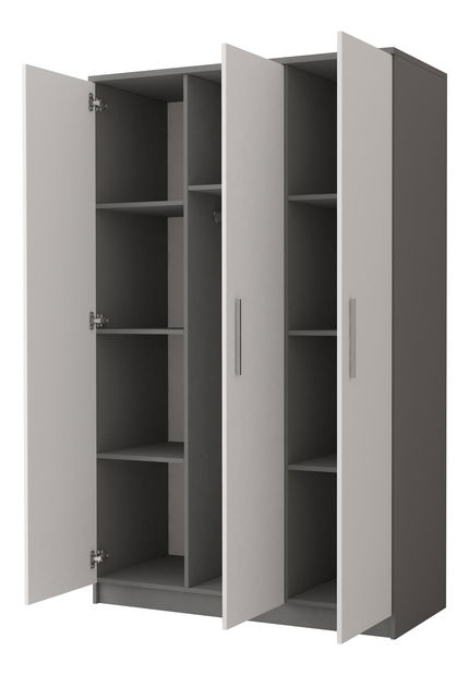 Šatní skříň Oleg II (bílá + šedá)