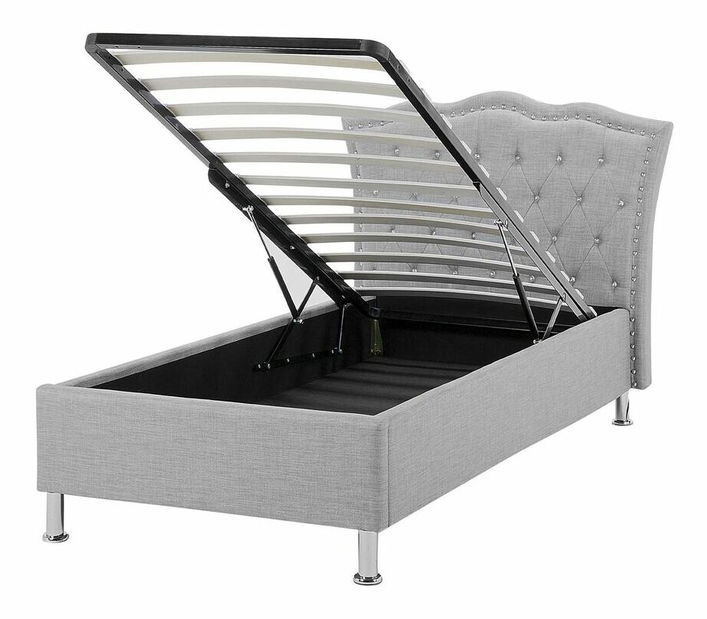 Jednolůžková postel 90 cm MATH (s roštem a úl. prostorem) (šedá)