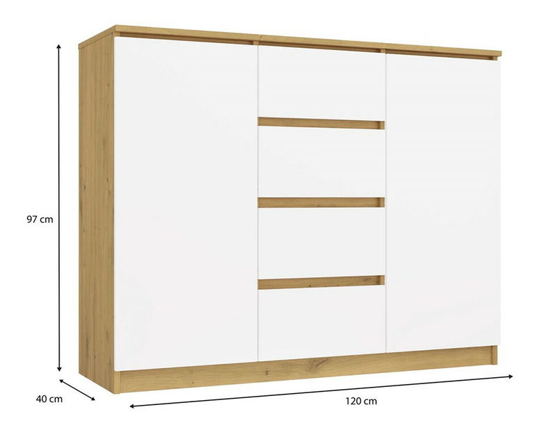 Komoda Musecalo 8 (dub artisan + bílá)