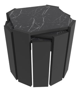 Set 3 konferenčních stolků Lorizolla (mramor černý + černá)
