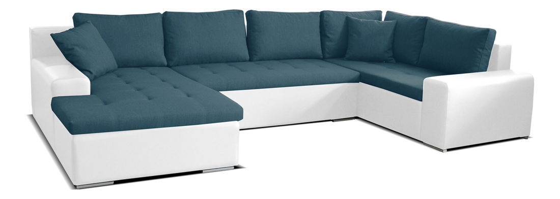 Rohová sedací souprava U Moreno L+2+BL (tyrkysová + bílá) (L)