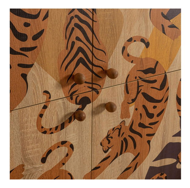 Skříňka Maluxe (dub sonoma + oranžová + červená)