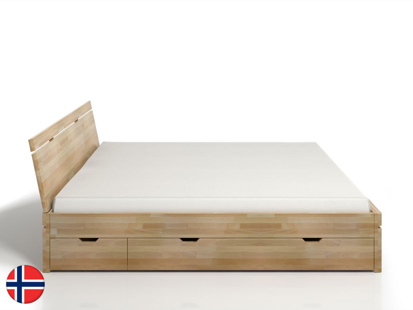 Manželská postel 160 cm Naturlig Bavergen Maxi DR (buk) (s roštem a úl. prostorem)