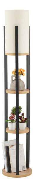 Stojanová lampa s policemi Narakotta 2 (přírodní + černá)