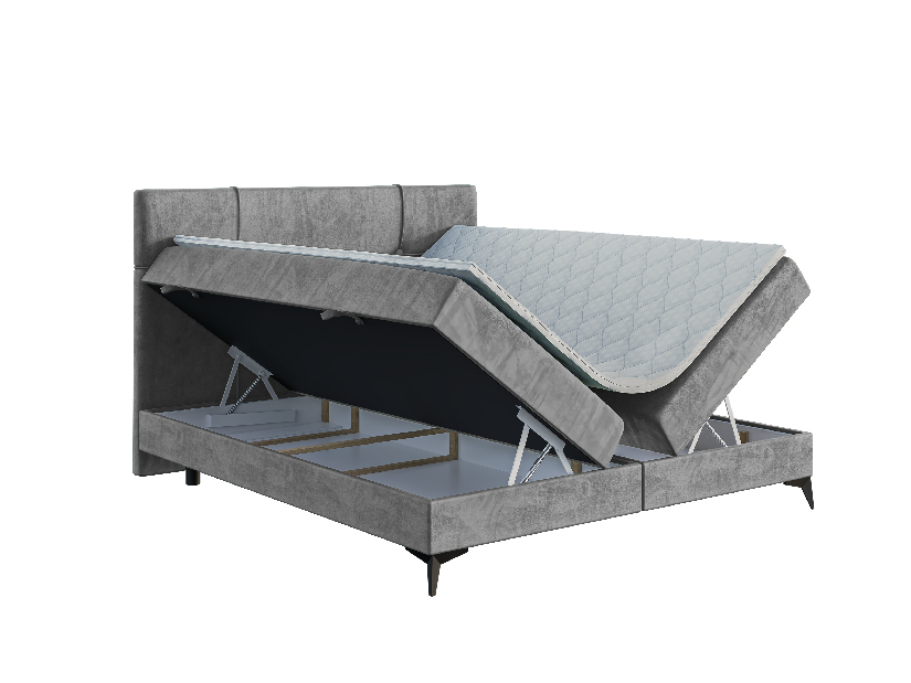 Boxspring postel 160 cm Nivela (beton) (s matrací a úl. prostorem)
