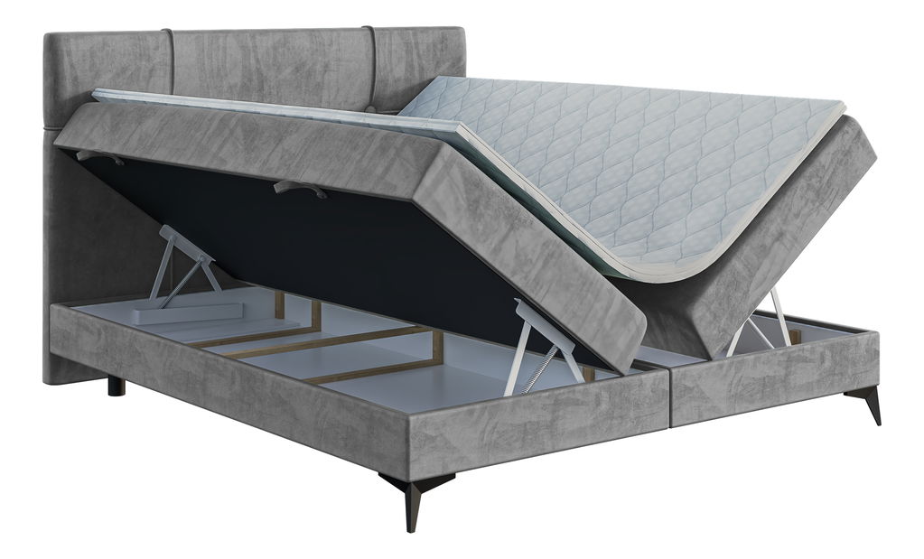 Boxspring postel 140 cm Nivela (beton) (s matrací a úl. prostorem)