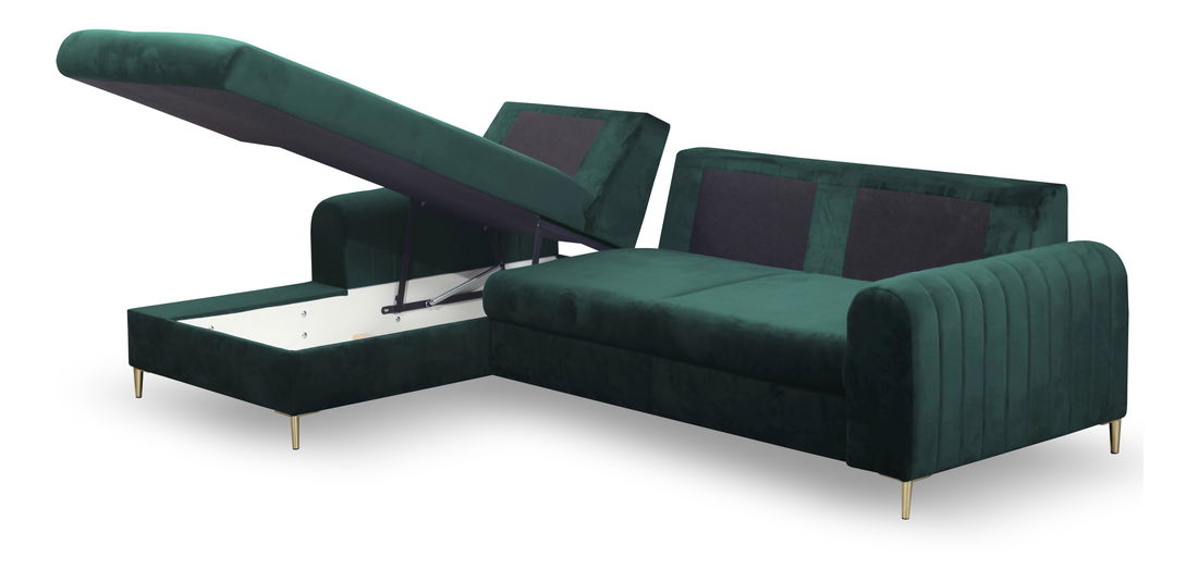 Rohová sedací souprava Monique (tmavě zelená) (L)