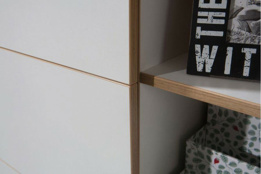 Policová skříň Minley M1 (dub lefkas + bílá)