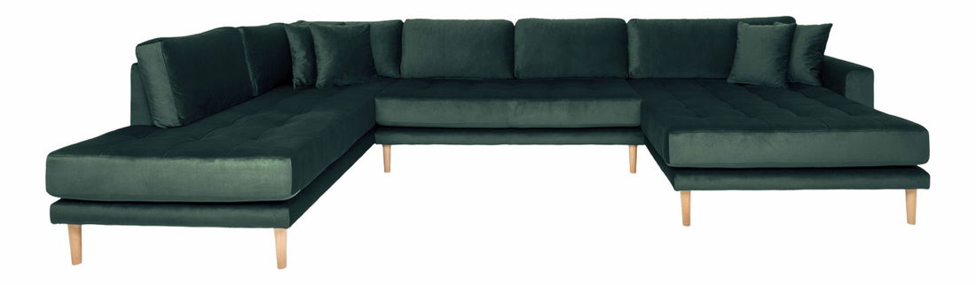 Rohová sedací souprava ve tvaru U (P) Lvaveriaora U (tmavě zelená)
