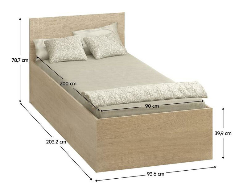 Jednolůžková postel 90 cm Discutibles (dub sonoma) (s roštem) (s úl. prostorem)