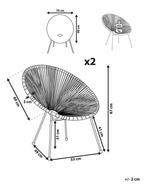 Set 2ks. zahradních židlí Alvarez II (oranžová)