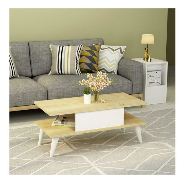 Konferenční stolek Disevo 1 (dub safírový + bílá)