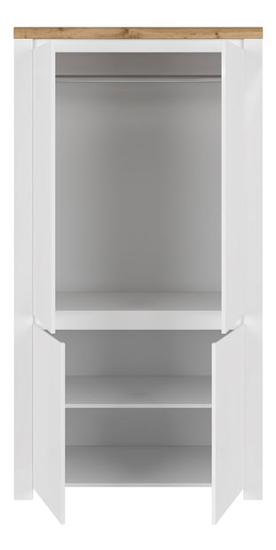 Šatní skříň Vilgi 4D (lesk bílý + dub wotan)