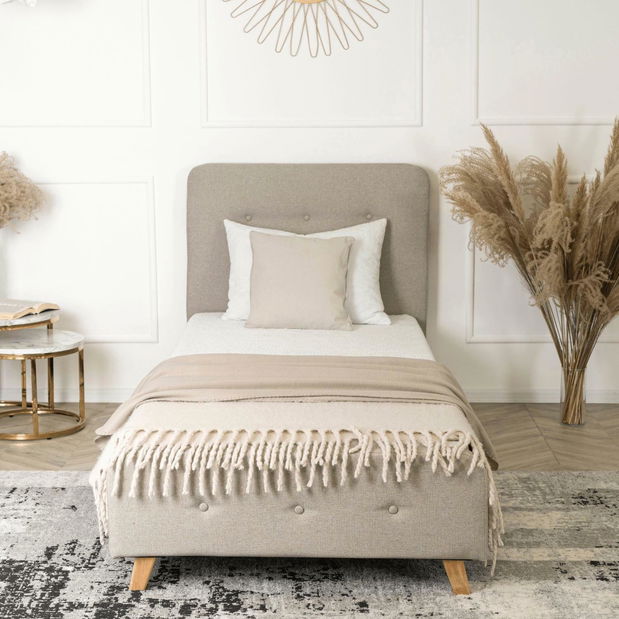 Jednolůžková postel 90 cm Molecular (béžová) (s roštem)