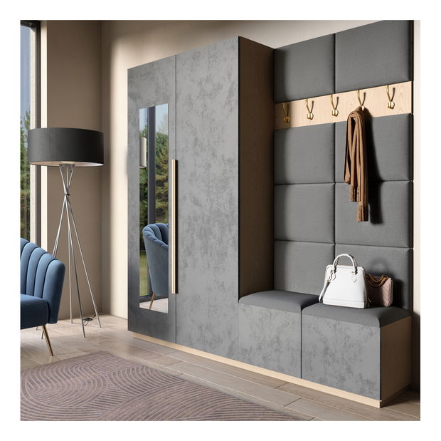 Set 10 čalouněných panelů Quadra 100x200 cm (šedá)