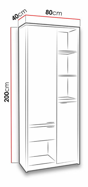 Regál Verdek R2D1SZ VD08 (dub bílý + grafit lesk) *výprodej