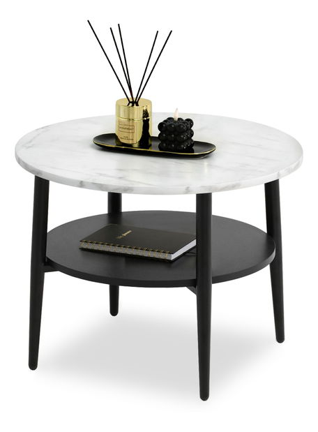 Konferenční stolek Randolf S (bílý mramor + černá)