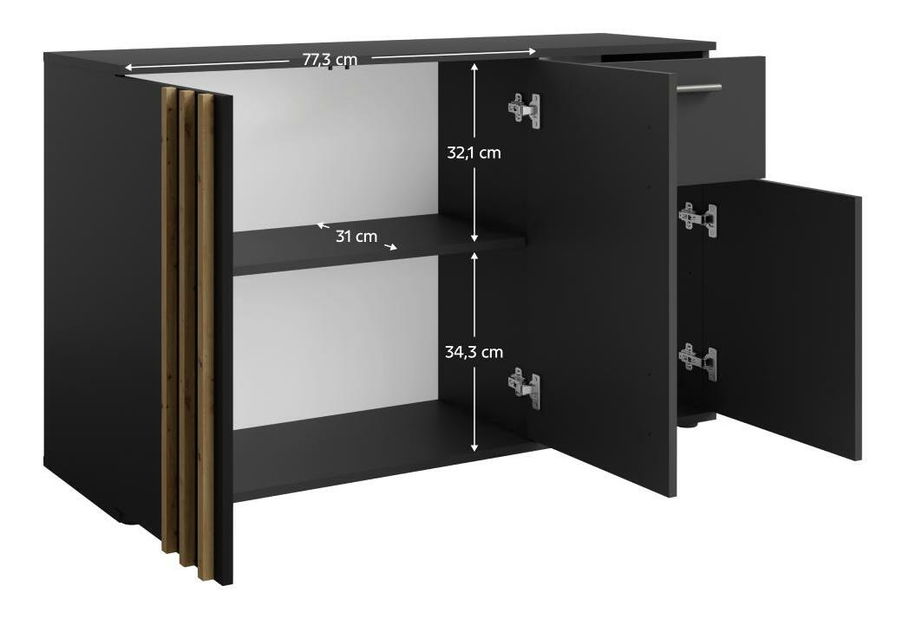 Komoda Tullin 2 (černá + dub artisan)