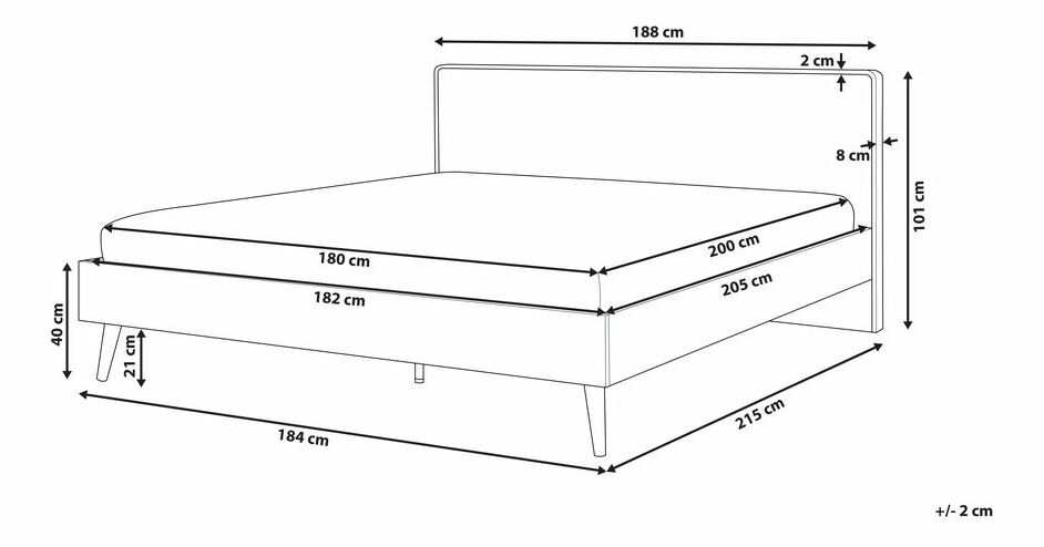 Manželská postel 180 cm SERVI (s roštem a LED osvětlením) (světlé dřevo)