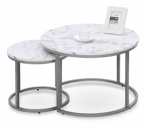 Set 2 ks. Konverenčních stolků Palea (mramor + stříbrná)