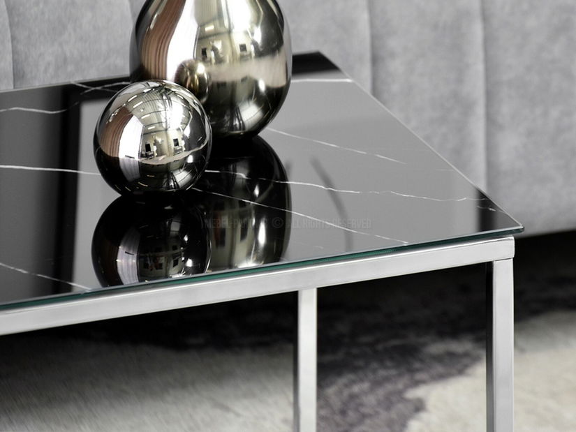 Konferenční stolek Bella S (černý mramor + chromová)